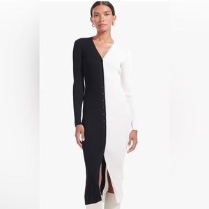 Black and Cream two tone sweater dress